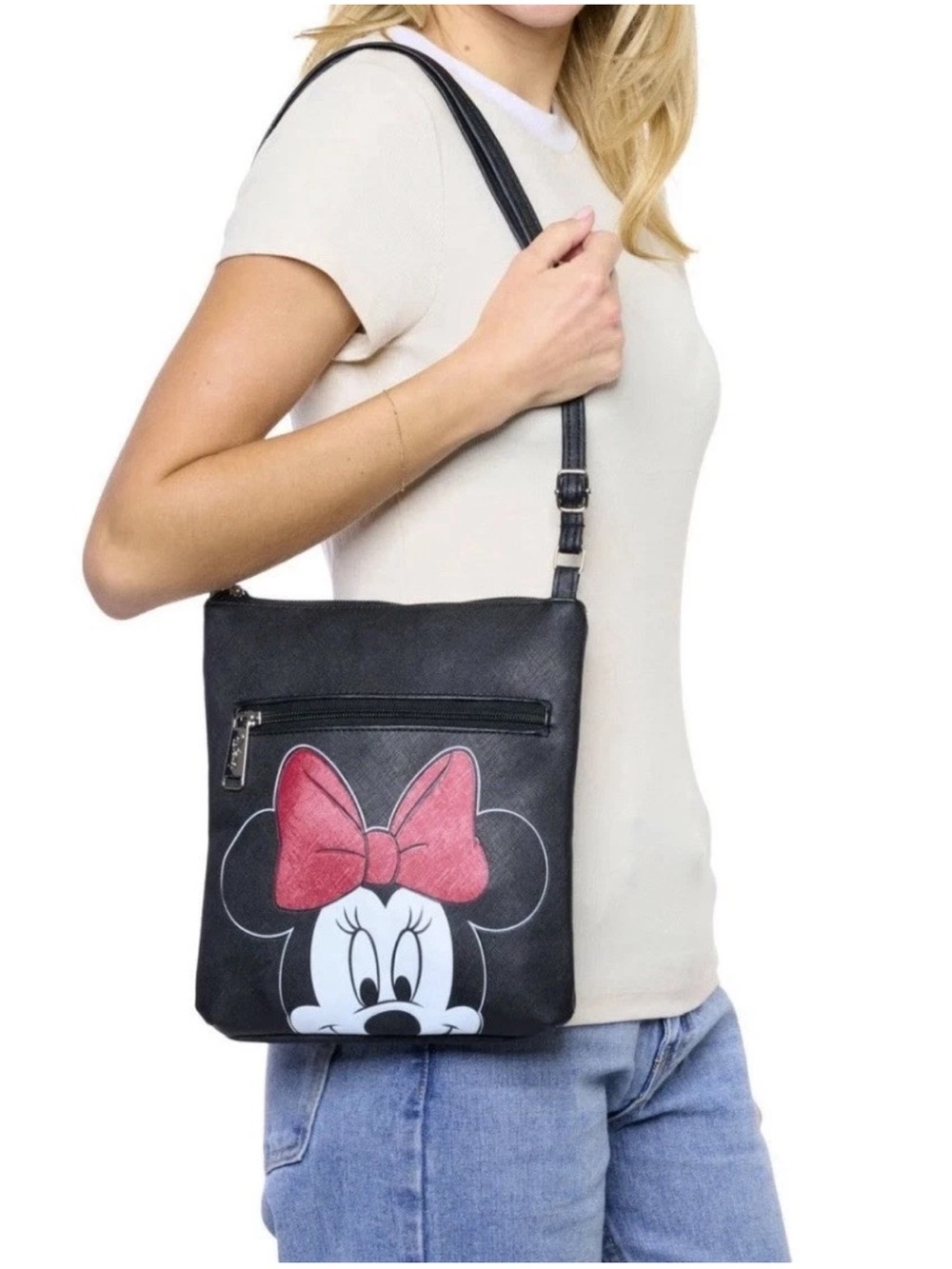 BRAND NEW DISNEY MINNIE MOUSE CROSSBODY PURSE PASSPORTS TRAVEL BAG 8.5”x 10.5” - Picture 2 of 13